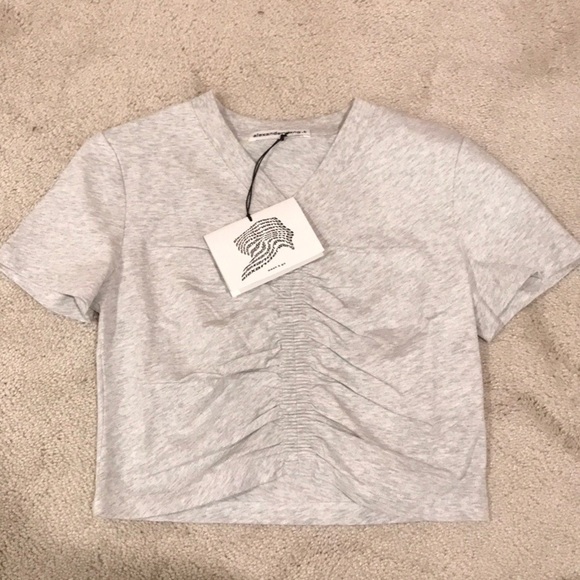 Alexander wang light gray T. Wash & Go cropped gathered t shirt xs - Picture 2 of 4